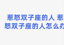 惹怒双子座的人 惹怒双子座的人怎么办